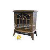 Brown Mini European Stylish Floor Standing Electric Fireplace 365X220 X415mm