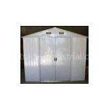 Prefab White Apex Sliding Metal Shed , Easy Kit Gable Roof Garden Shed