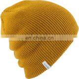 Mustard Plain Winter Beanie Woven Label Slouchy Beanie thumbnail-1