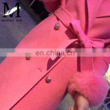 Ladies Winter Coats High Quality New Fashion Style Real Fox Fur Collar Women Wool Cashmere Coat thumbnail-5
