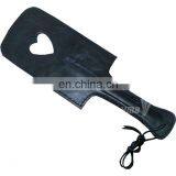 HMB-594A LEATHER PADDLE BULLWHIPS BLACK HEART CUT STYLE WHIPS SQUARE TYPE thumbnail-1