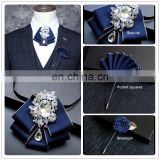 Aidocrystal Handmade Fashion Skinny Knitted Formal Tie Pin And Pocket Square And Bow Ties Sets