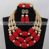 Bridal Wedding Beads Jewelry Set African Women Coral Beads Necklace Set for Party Costume Handcraft Jewelry Set thumbnail-5