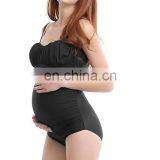 2020 Fashion OEM Ladies Sling Sexy Split Solid Color Maternity Dress Swimsuit Pregnant Women's Printed Bikini Beachwear Swimsuit thumbnail-3