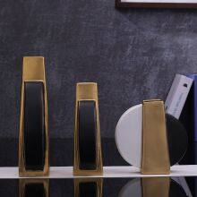 Half Moon Black White Gild Modern Simple Jingdezhen Ceramic Flat Vase For Home Study thumbnail-2