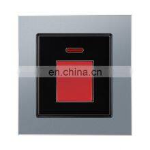 Type 86 UK/EU Standard 45A High Power Wall Push Button Switch Aluminum Alloy Panel Sockets And Switch Electrical With LED Light