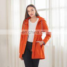 Wholesale Amazon Burst Casual Waterproof Waist Hoodie Female Mid-autumn Long Raincoat ZIP Jacket Female thumbnail-3
