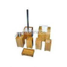 Простой круглый держатель для туалетной щетки и дозатор мыла из бамбука и нержавеющей стали, туалетные аксессуары, набор для ванной комнаты thumbnail-5