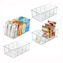 Clear Plastic Food Storage Bin Organizer With 4 Compartments for Kitchen Cabinet, Pantry, Shelf, Drawer, Fridge, Freezer Organization thumbnail-3