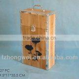 Natural Wood Wine Box/Wine Crate With Handle for Bottles,Eco-friendly thumbnail-1