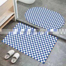 New Absorbent Shower Floor Small Diatomite Kitchen Checkered Pink Spa Bathroom Mat Rug thumbnail-2