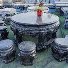 Stone Table Stone Stool, Marble Round Table, Pisces Pattern, Park Courtyard Decoration, Landscape thumbnail-4