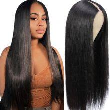180 Density V Part Bone Straight Glueless Wig Human Hair Ready To Wear 32 Inch Brazilian Wigs for Women