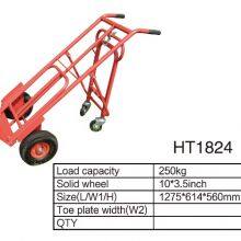 HT1824 High Quality HT-1824 Heavy Duty Steel Folding Hand Truck Dolley  Hand Cart Trolley With Load Capacity 250kg 10x3.5 Inch Pneumatic Wheel thumbnail-2