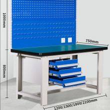 Heavy Duty Industrial Workbench With Pegboard Back Panel and Storage Drawers for Manufacturing Workshop