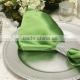 Hot sale, Polyester satin napkin with buckle for wedding, clover color