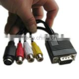 VGA to TV Converter Cable Adapter(S-Video AV RCA) with 2 Audio cable