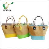 Promotion Paper Woven Fabric Straw Beach Bag PU Tote Bag