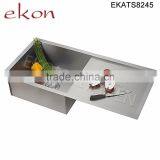 Single Bowl 18 Gauge Stainless Steel Handmade Built-in Drainboard Kitchen Sink thumbnail-3