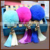 Factory wholesale fashion design lovely fox fur pompoms keychain/                        
                                                Quality Choice