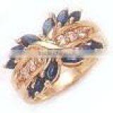 Gold Ring With Blue Sapphire& Diamond thumbnail-1