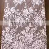 ivory beads and cord fabric lace wholesale/tulle mesh lace with factory price