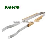 Wooden Handle, Stainless Steel Body Barbecue Tongs