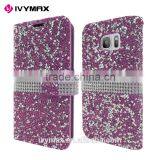 IVYMAX High Quality Luxury Rock Crystal Rhinestone PU Leather Diamond Wallet Case Flip Cover For Samsung Galaxy S7/G930 thumbnail-2