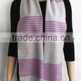 Soft Color Stripe Wool Scarf With Fringe thumbnail-4