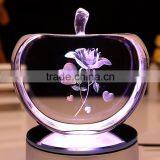 3D Laser Rose Crystal Apple