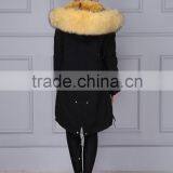 Brand Fashion Womens Genuine Fox Fur Lining Parka With Raccoon Fur Hood thumbnail-2