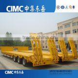 cimc brand 3 axle 40 tons semi low loader trailer for transport excavator lowboy ramps