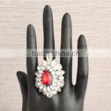 Hot Selling Cheap Custom Rhodium Crystal Ring Wholesale, Red Diamond Rings for Women thumbnail-4