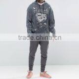 Daijun Good Quality Men Grey 100% Cotton Hood String With Hood no Zipper Water Mark Logo Custom Hoodie thumbnail-4