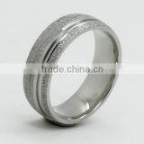 Men's Titanium Grooved Ring With Sand Stone Finish thumbnail-1
