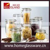 Decorative Clear Airtight Glass Bottles With Stainless Steel Clips