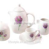 Ceramic Tea Set, Porcelain Coffee Set With Decal thumbnail-3