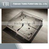 Modern Luxury Travertine Base Glass Top Coffee Table thumbnail-2