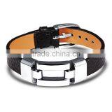 Leather Charm Bracelets For Women Man Personality Black/Red Color Stainless Steel Women Men Jewelry Bracelet Gift thumbnail-2