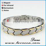 In Stock Stainless Steel Energy Jewelry Double Row Energy Element Silver Gold Plating Bio Magnetic Bracelet thumbnail-3