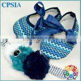 Wholesale Shoes Cute Kids Shoes Chevron Baby With Headband Set Stylish for Kids Many Colors thumbnail-1