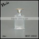 80ml China Classical High Quality French Square Glass Bottle Cosmetic Perfume Clear Bottle Glass Light Gold Aluminum Cap thumbnail-1