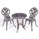Customized Cast Aluminum Garden Metal Bistro Set Bronze Rose Carving Metallic Table and Chair for Hot Sale thumbnail-1