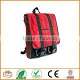 Red Cotton Twill and Green Nylon Laminated Water Resistant Fabric. Padded. Many Pockets. Unique thumbnail-1