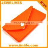 Orange Rubber Silicone Gel Pouch Purse Wallet Glasses Cellphone Key Coin Bag Case thumbnail-1