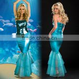 Halloween fancy dress women sexy turquoise sequin mermaid dress