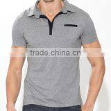 Fashion Body Slim Fit Plain Men's Polo Shirt With Fake Pocket thumbnail-1