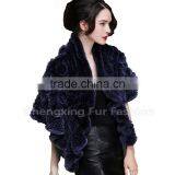 CX-B-21E 2016 New Knitted Genuine Rex Fur Shawls Rabbit Fur Poncho thumbnail-5