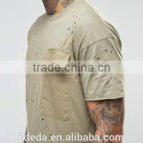 Personalized Wholesale Import Longline Distressed T-shirt Men OEM, Street Hip Hop Wear thumbnail-3