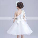 2017 Wholesale Children One Sleeve Shoulder Dress Flowers Slashes Dresses thumbnail-2